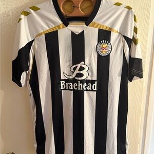 St Mirren Braehead Black and White Striped Soccer Jersey